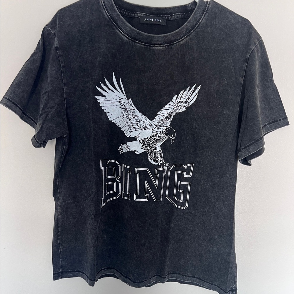 Anine Bing Eagle T-Shirt washed black Lili Retro Sz M